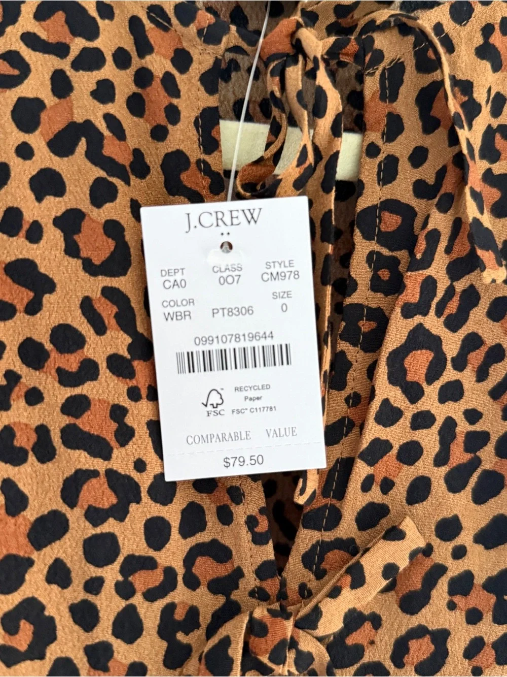 J.Crew Leopard Print Puff Sleeve Peplum Blouse - Size 0 (NWT)